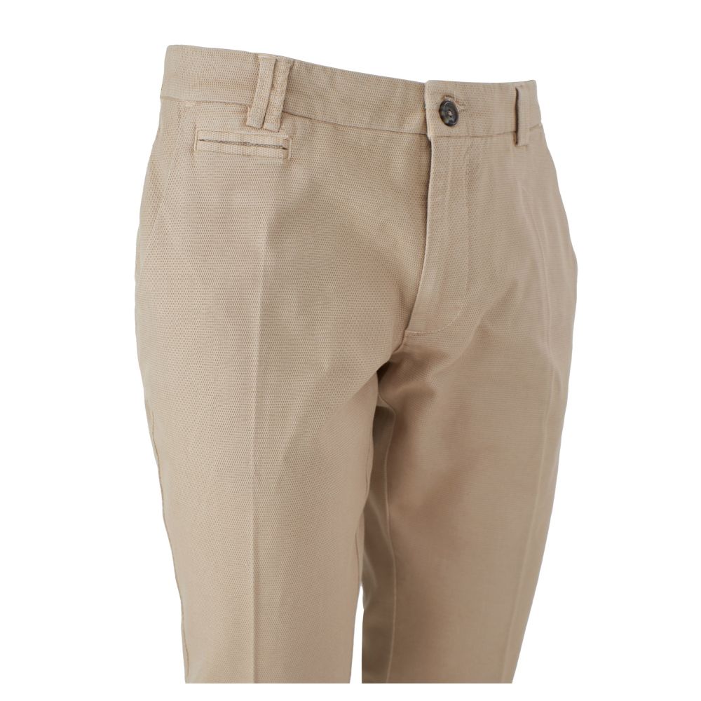 Yes Zee Beige Cotton Men Trousers