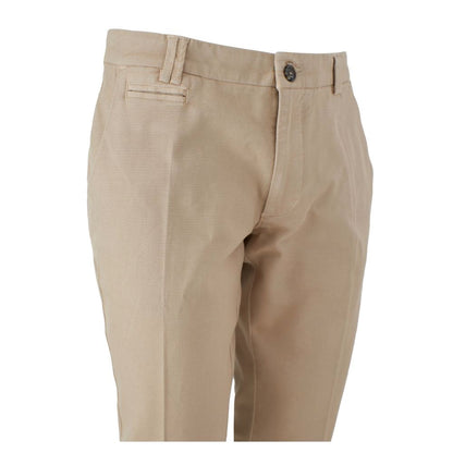 Yes Zee Beige Cotton Men Trousers