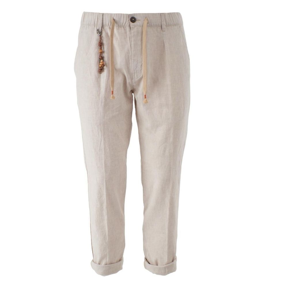 Yes Zee Beige Linen Men Trouser