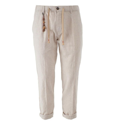 Yes Zee Beige Linen Men Trouser