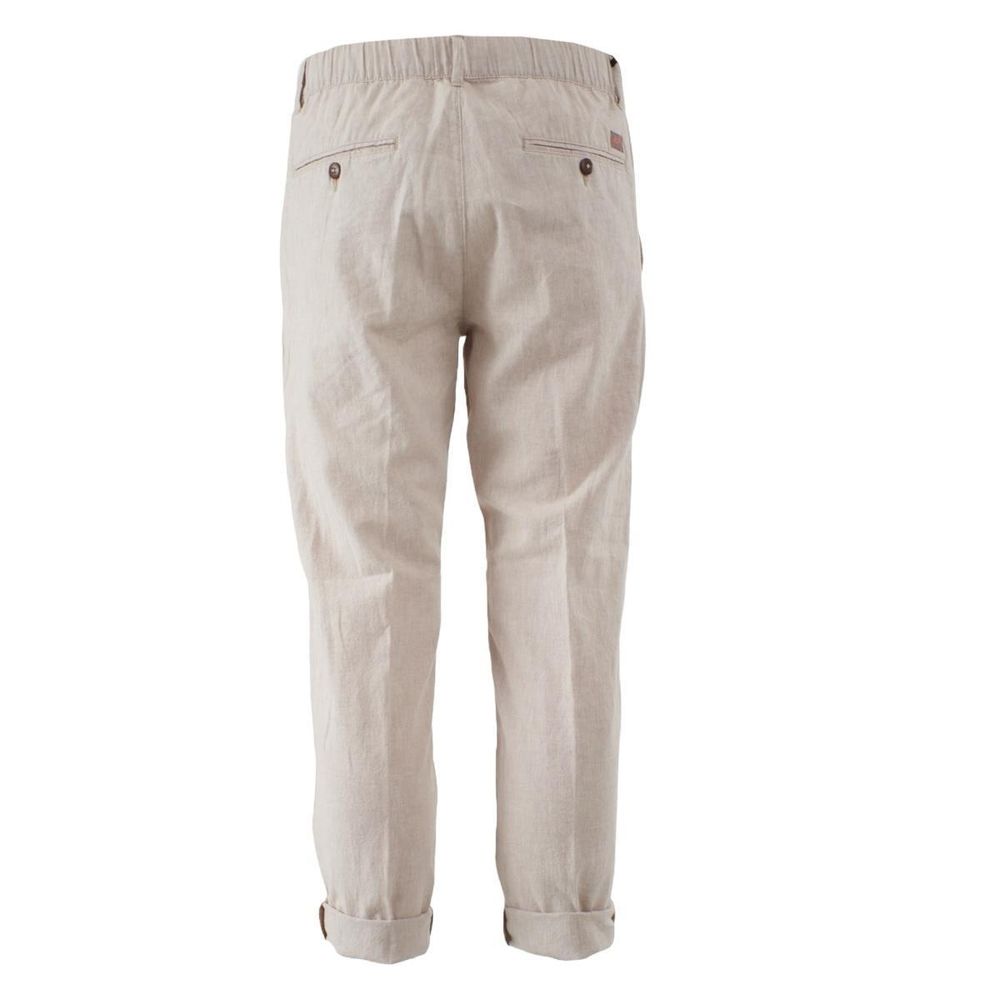 Yes Zee Beige Linen Men Trouser