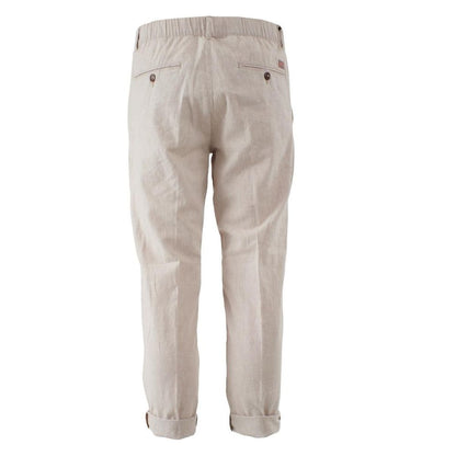 Yes Zee Beige Linen Men Trouser