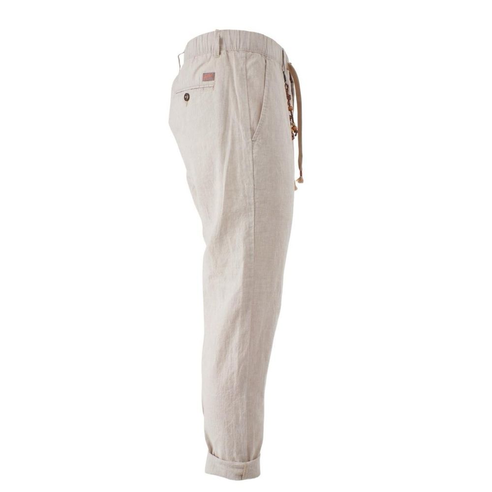 Yes Zee Beige Linen Men Trouser