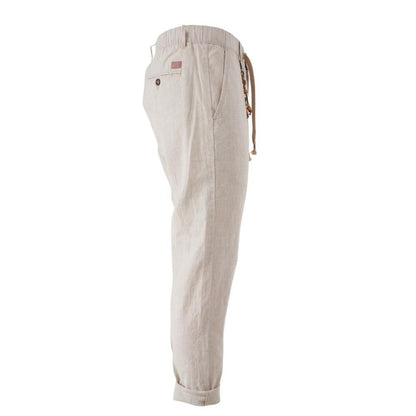 Yes Zee Beige Linen Men Trouser