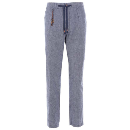 Yes Zee Light Blue Linen Men Trouser