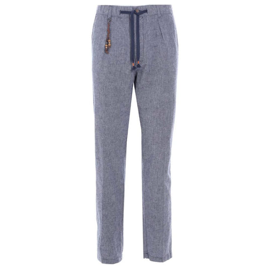 Yes Zee Light Blue Linen Men Trouser