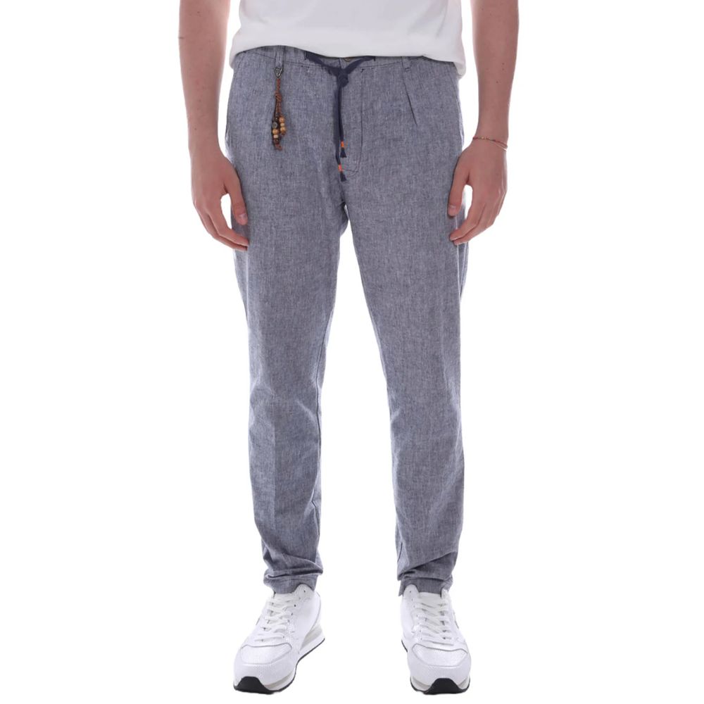 Yes Zee Light Blue Linen Men Trouser