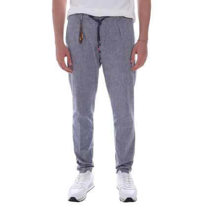 Yes Zee Light Blue Linen Men Trouser