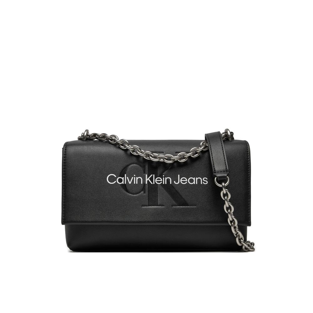 Calvin Klein Jeans Black And White Artificial Leather Handbag