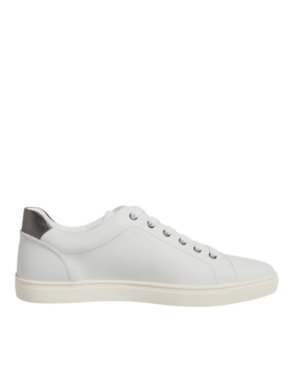 Dolce & Gabbana White Leather Heart Embellished Sneakers Shoes