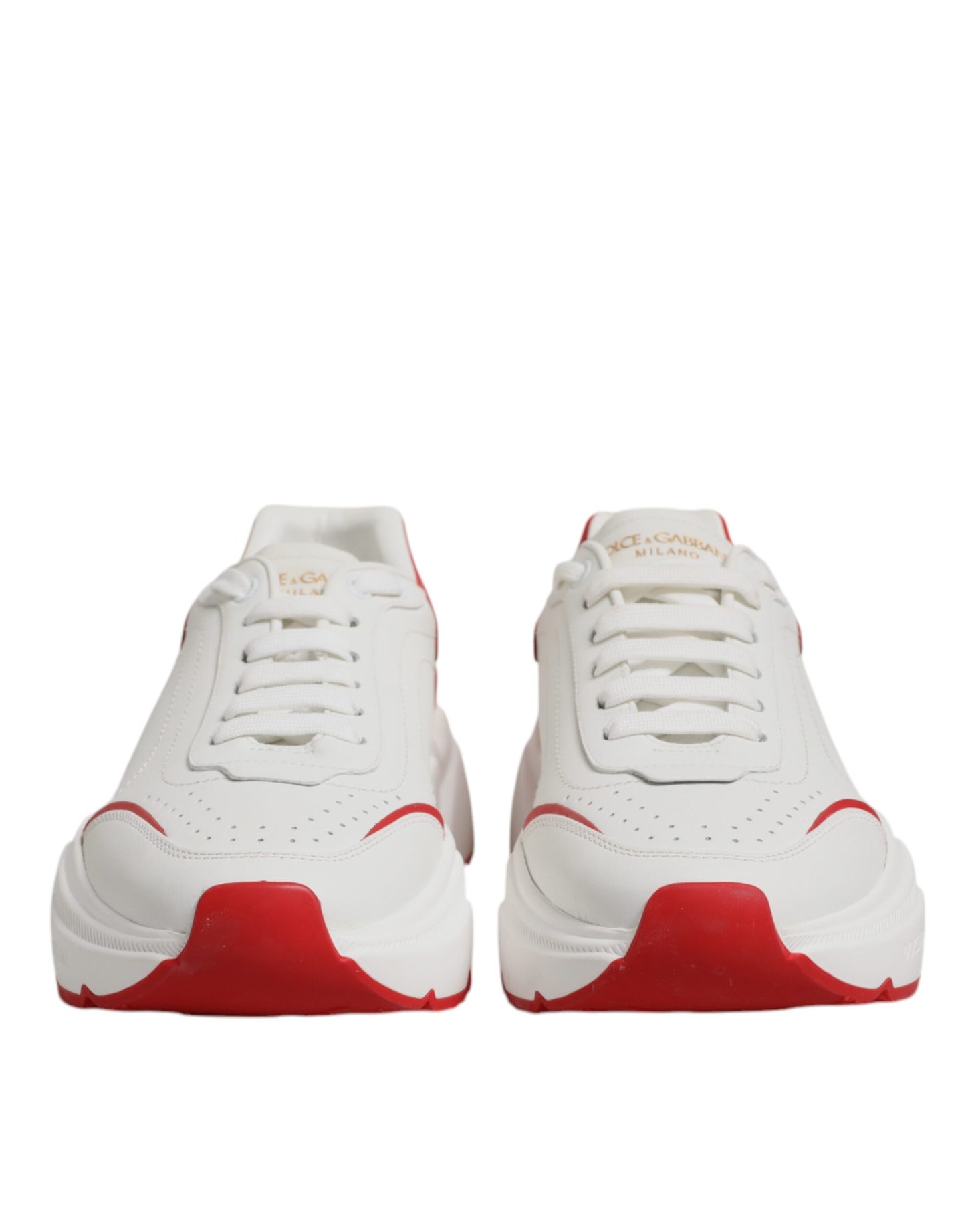 Dolce & Gabbana White Red Leather Daymaster Men Sneakers Shoes