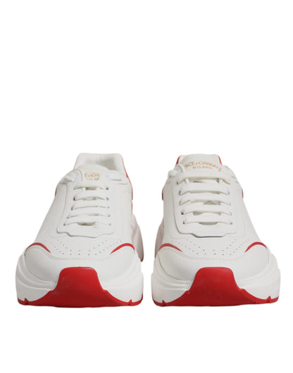 Dolce & Gabbana White Red Leather Daymaster Men Sneakers Shoes