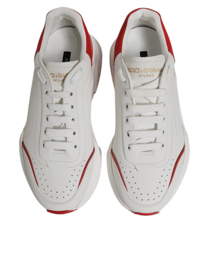 Dolce & Gabbana White Red Leather Daymaster Men Sneakers Shoes