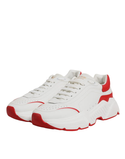 Dolce & Gabbana White Red Leather Daymaster Men Sneakers Shoes