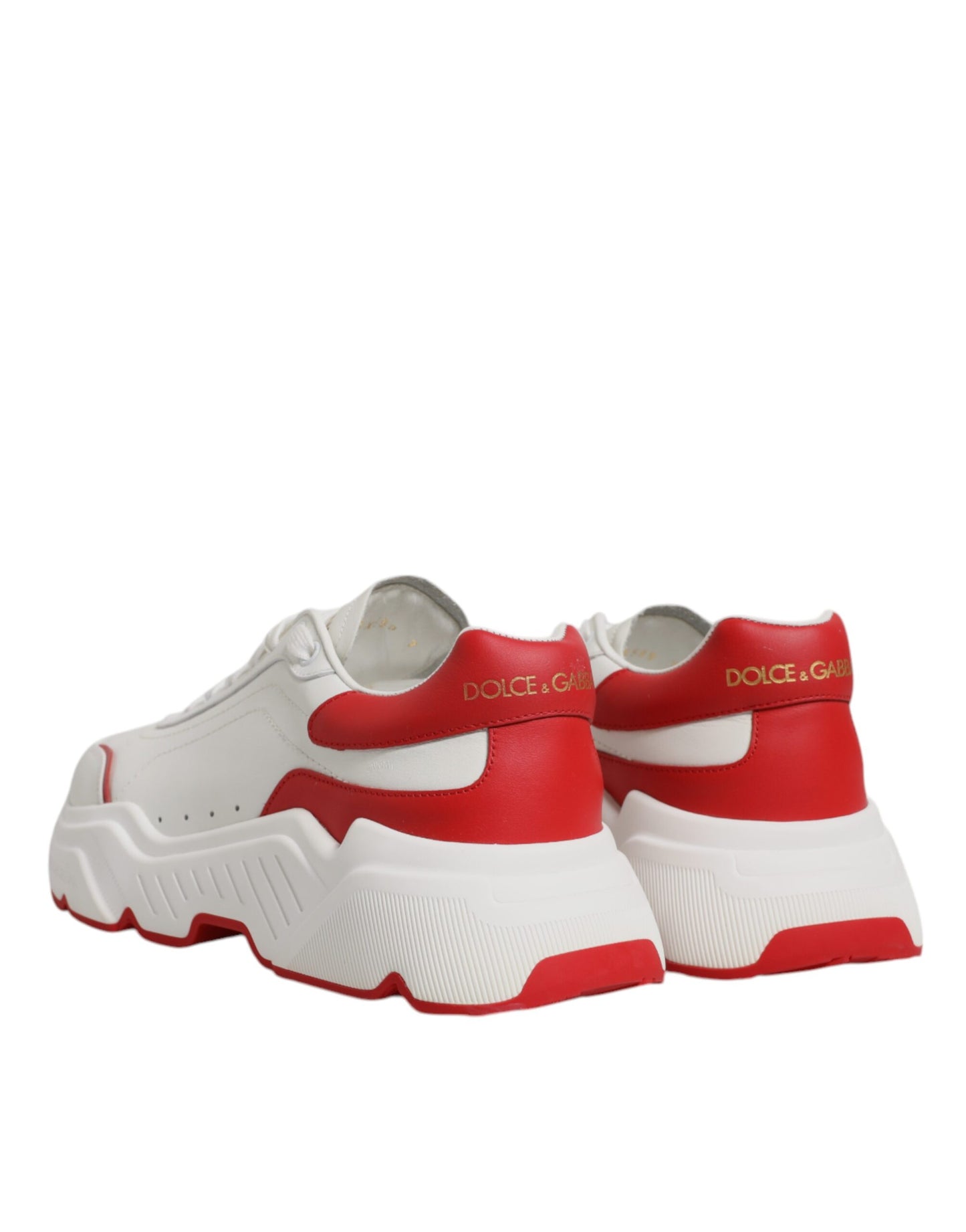 Dolce & Gabbana White Red Leather Daymaster Men Sneakers Shoes