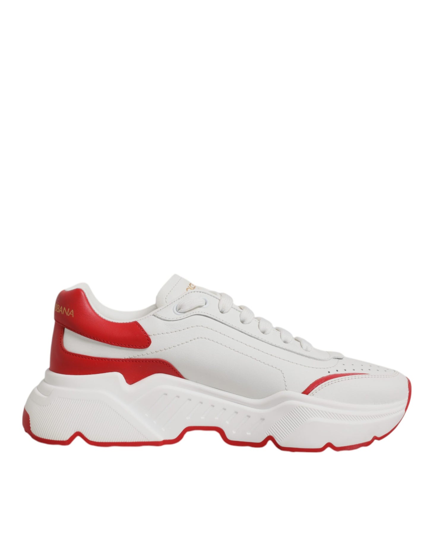 Dolce & Gabbana White Red Leather Daymaster Men Sneakers Shoes