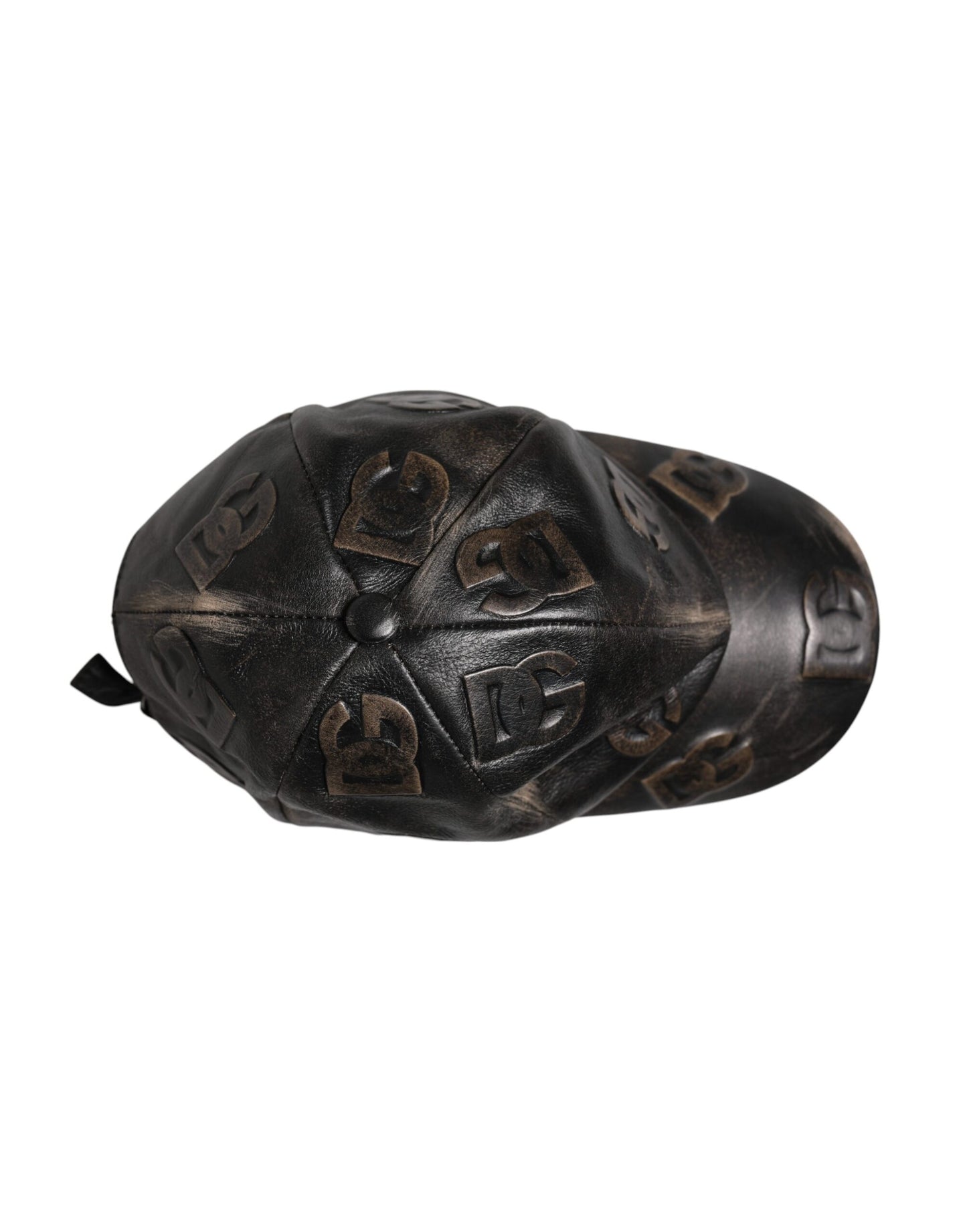 Dolce & Gabbana Brown Leather Logo Monogram Baseball Cap