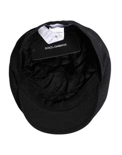 Dolce & Gabbana Black Cotton Newsboy Capello Cabbie Hat