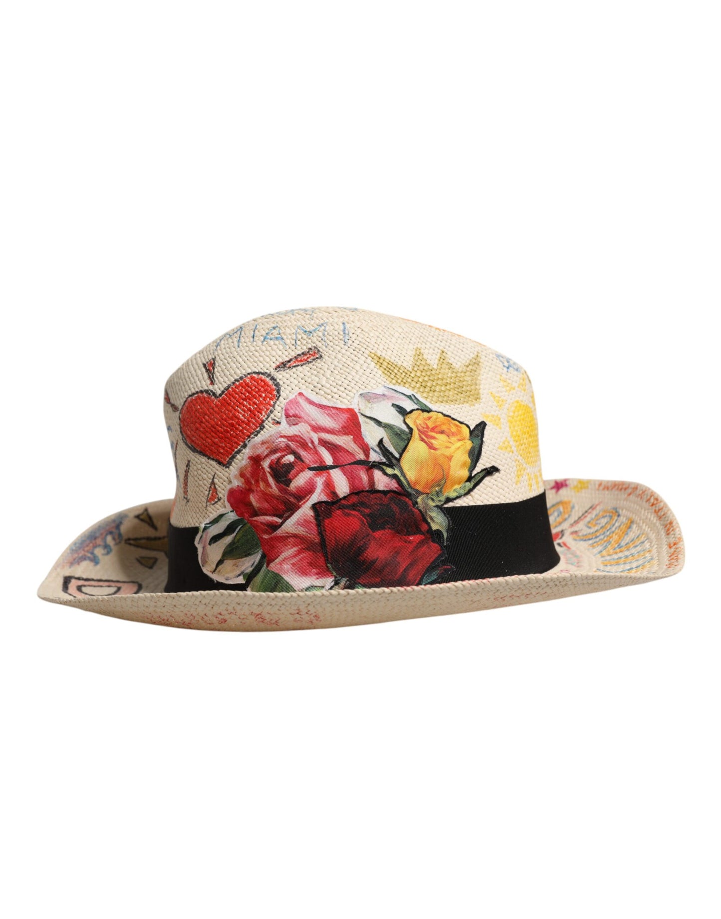 Dolce & Gabbana Multicolor Floral Women Fedora Wide Brim Hat