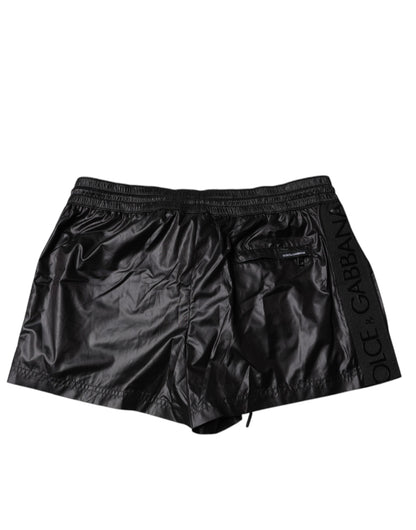 Dolce & Gabbana Black Polyester Beachwear Shorts Swimwear
