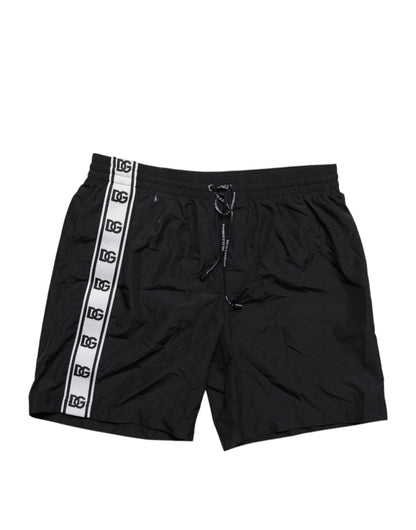 Dolce & Gabbana Black Logo Polyester Beachwear Shorts Swimwear