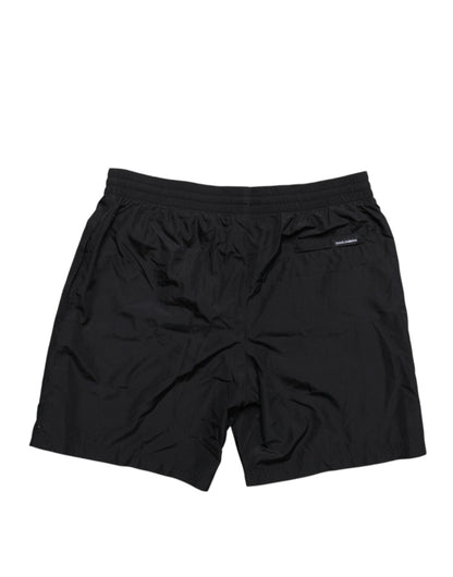 Dolce & Gabbana Black Logo Polyester Beachwear Shorts Swimwear