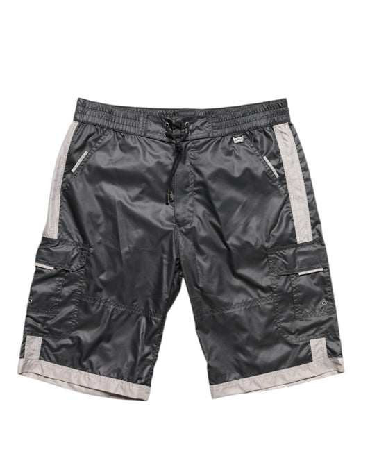 Dolce & Gabbana Gray Polyester Beachwear Swim Shorts Swimwear