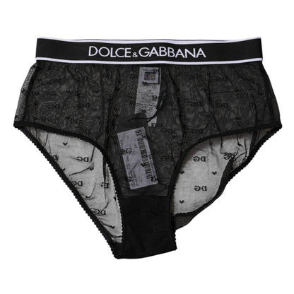 Dolce & Gabbana Black Tulle Nylon Mid Waist Panty Underwear