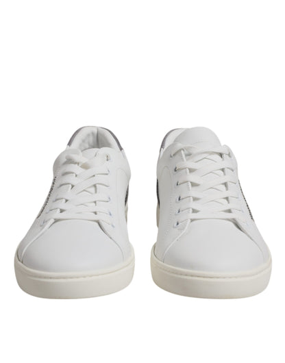 Dolce & Gabbana White Suede Leather Low Top Sneakers Shoes