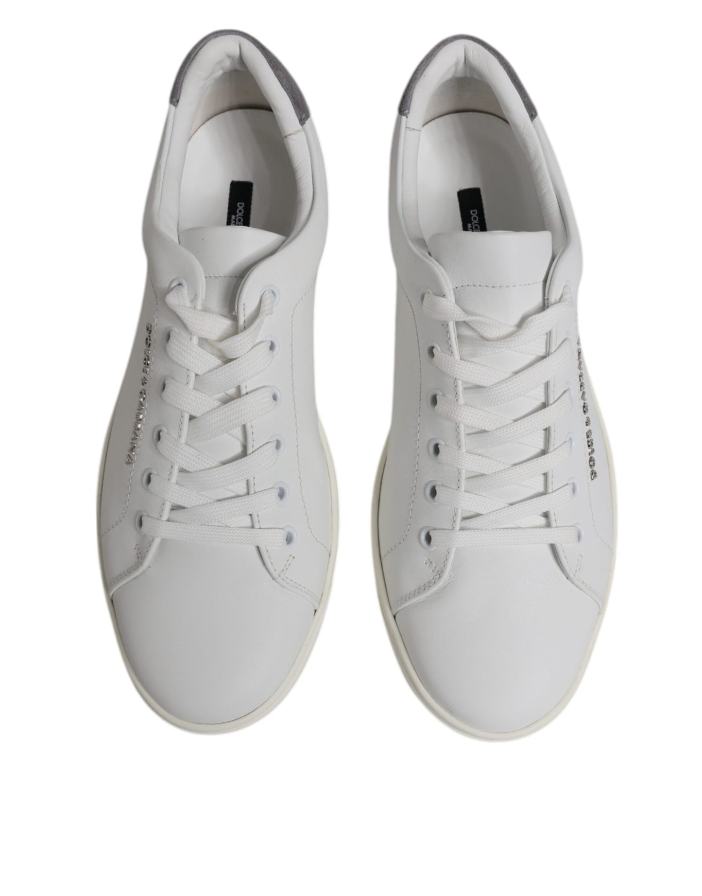 Dolce & Gabbana White Suede Leather Low Top Sneakers Shoes