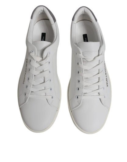 Dolce & Gabbana White Suede Leather Low Top Sneakers Shoes