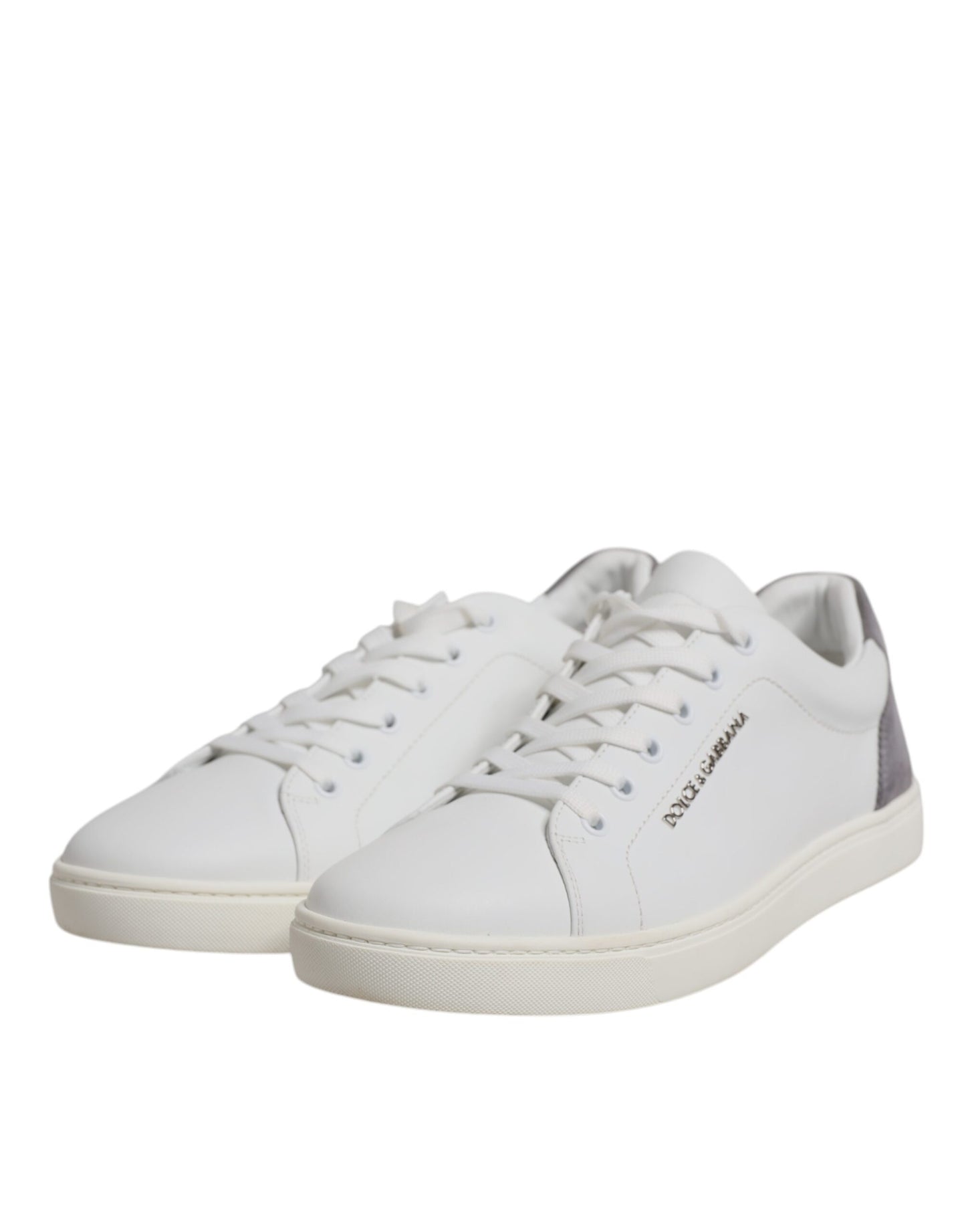 Dolce & Gabbana White Suede Leather Low Top Sneakers Shoes