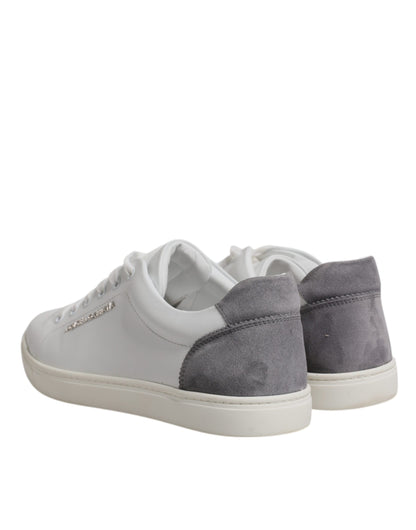 Dolce & Gabbana White Suede Leather Low Top Sneakers Shoes
