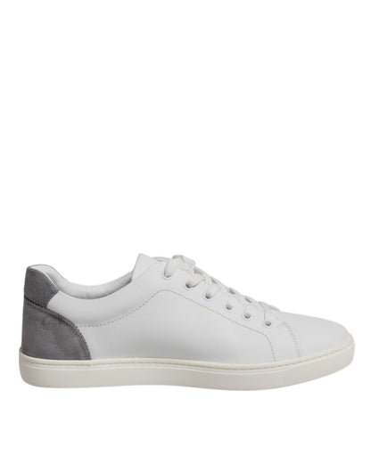 Dolce & Gabbana White Suede Leather Low Top Sneakers Shoes