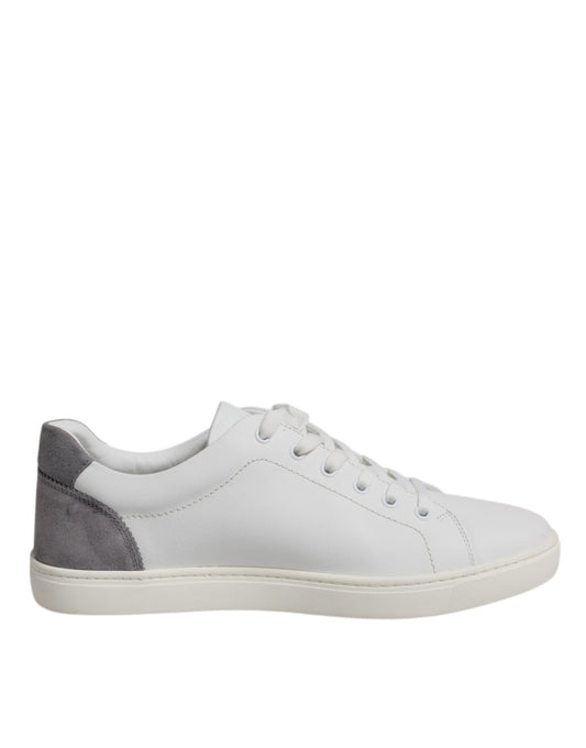Dolce & Gabbana White Suede Leather Low Top Sneakers Shoes