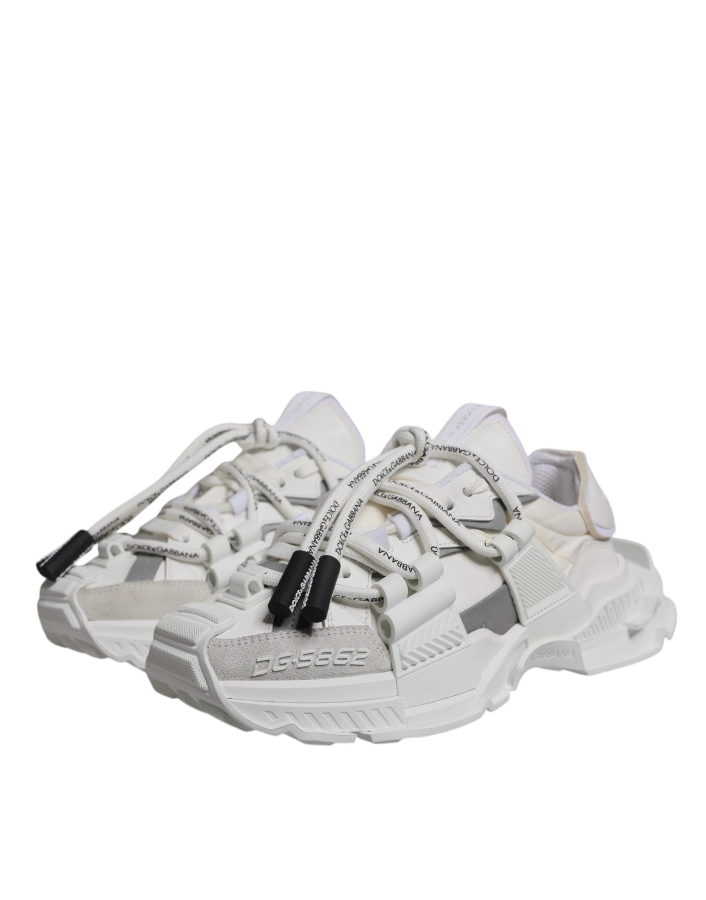 Dolce & Gabbana White Nylon Low Top Space Men Sneakers Shoes