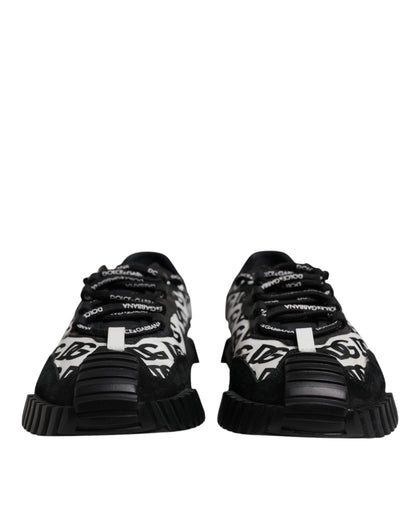 Dolce & Gabbana Shoes Black Logo Lace Up Low Top NS1 Sneakers