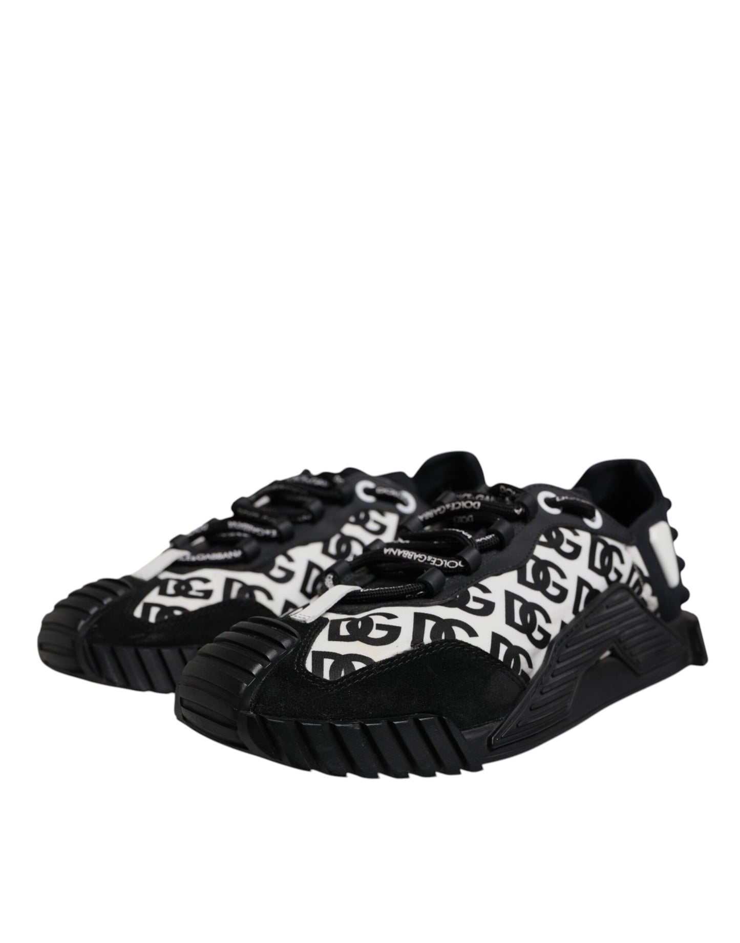 Dolce & Gabbana Shoes Black Logo Lace Up Low Top NS1 Sneakers