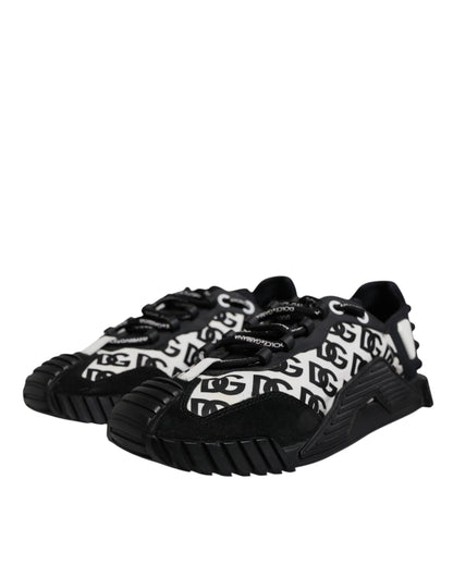 Dolce & Gabbana Shoes Black Logo Lace Up Low Top NS1 Sneakers