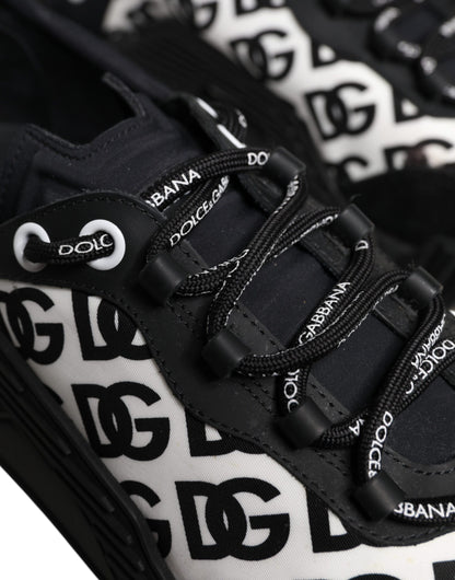 Dolce & Gabbana Shoes Black Logo Lace Up Low Top NS1 Sneakers
