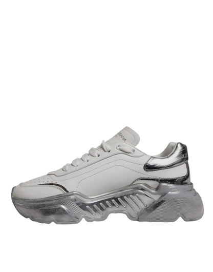 Dolce & Gabbana White Silver Daymaster Low Top Sneaker Shoes