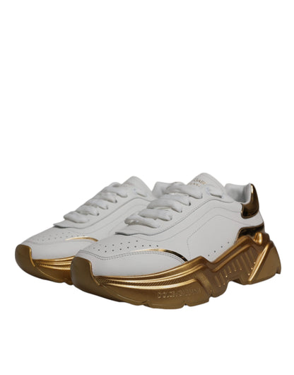 Dolce & Gabbana White Gold Daymaster Low Top Sneaker Shoes