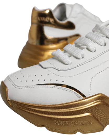 Dolce & Gabbana White Gold Daymaster Low Top Sneaker Shoes