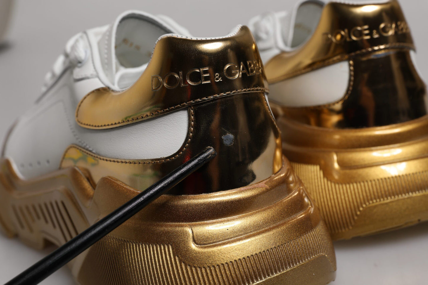 Dolce & Gabbana White Gold Daymaster Low Top Sneaker Shoes