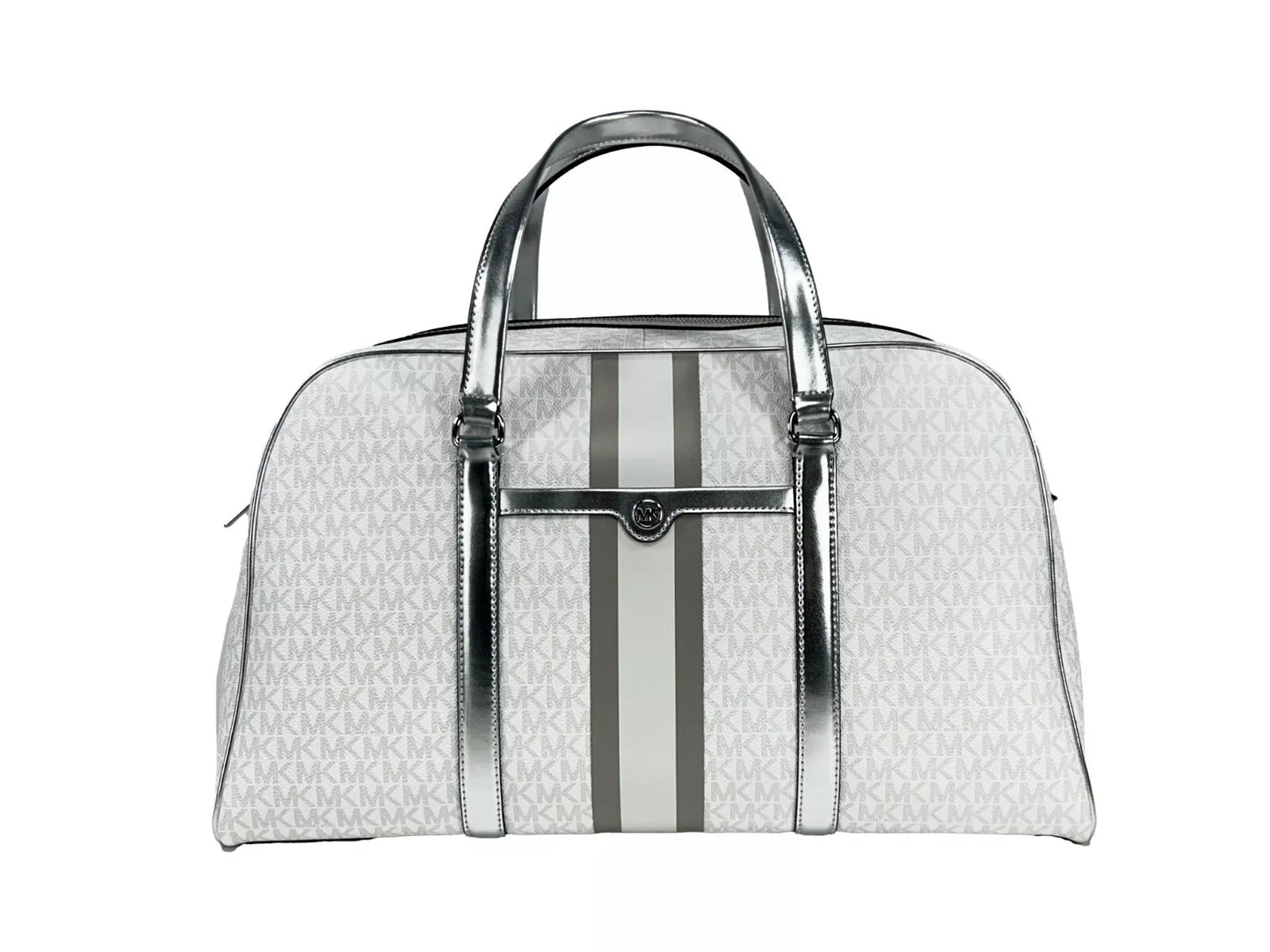 Michael Kors Travel Extra Large PVC Top Zip Weekender Luggage Bag Optic White