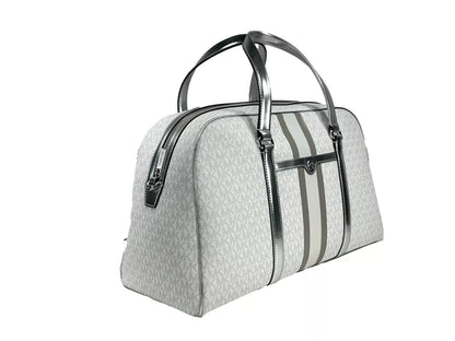 Michael Kors Travel Extra Large PVC Top Zip Weekender Luggage Bag Optic White