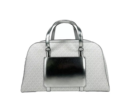 Michael Kors Travel Extra Large PVC Top Zip Weekender Luggage Bag Optic White