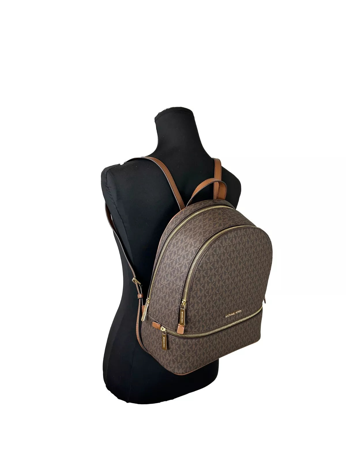 Michael Kors Rhea Medium PVC Backpack Bookbag Brown