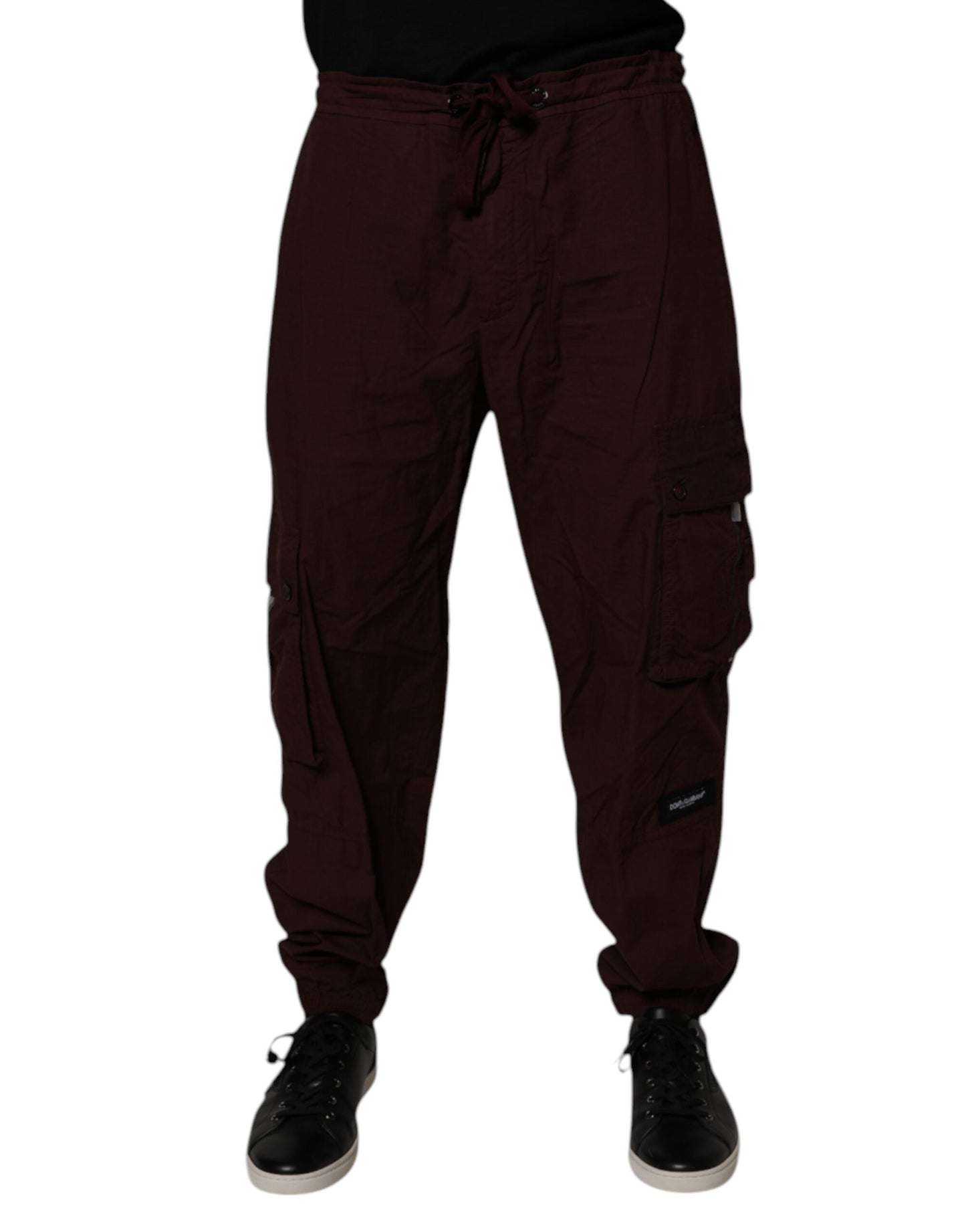 Dolce & Gabbana Maroon Cotton Cargo Jogger Sweatpants Pants