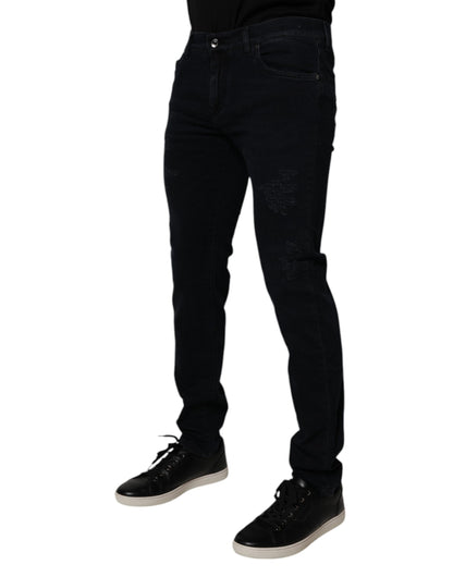Dolce & Gabbana Black Cotton Skinny Denim Men Jeans